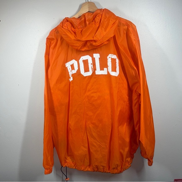 Vintage Ralph Lauren polo orange 1/4 zip windbreaker XL made in the USA - Picture 6 of 10